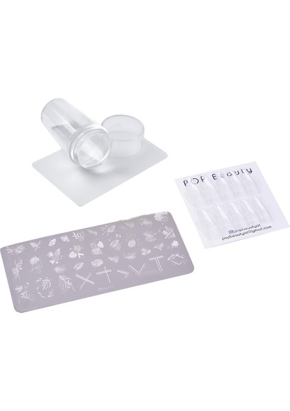 Tırnak Stampa, Nail Art Stampa Plakası, 24'lü Şeffaf Takma Tırnak Seti