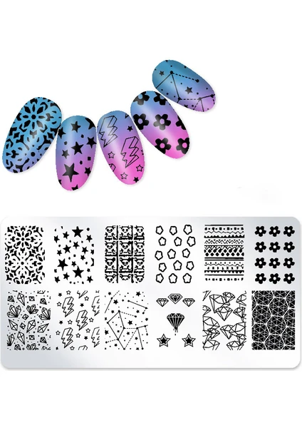 Pop Beauty Nail Art Stampa Plakası, Stamper Desen Baskı Paleti