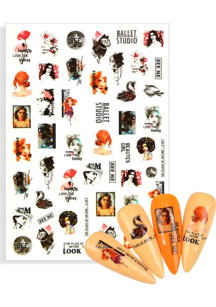 Nail Art Tırnak Süsleme Sticker, Tırnak Dövmesi, Tırnak Tattoo