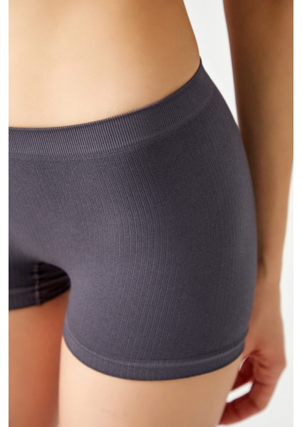 Antrasit Fitilli Seamless Boxer Külot Ribbed Boyshort fırsatları