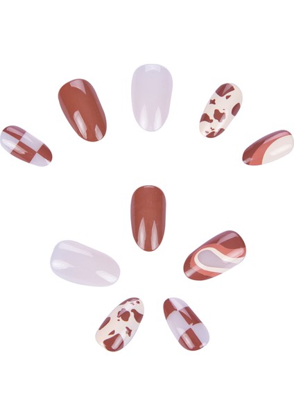 Takma Tırnak Seti 24 Adet Kolay Uygulama için Zararsız Yapıştırıcı ile