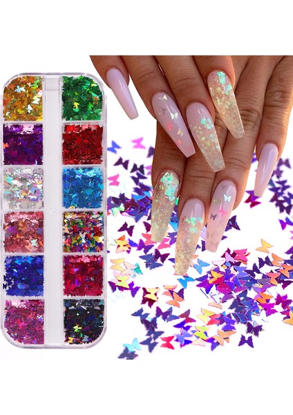 Nail Art Tırnak Süsleme Pul Seti, Kelebek Desenli