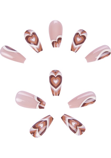 Takma Tırnak Seti Pro-Yapıştırıcı ile 24 Adet Renkli ve Desenli Tırnak