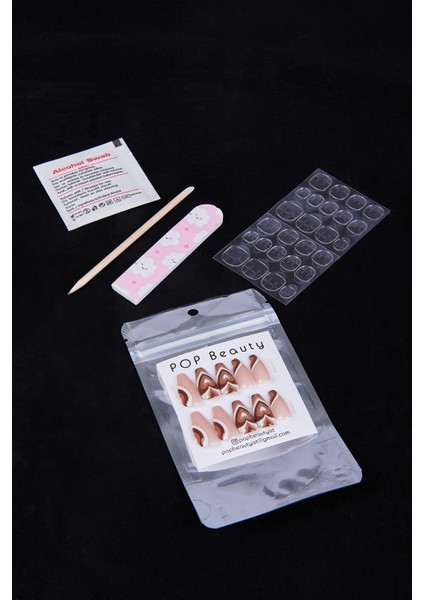 Takma Tırnak Seti Pro-Yapıştırıcı ile 24 Adet Renkli ve Desenli Tırnak fırsatları