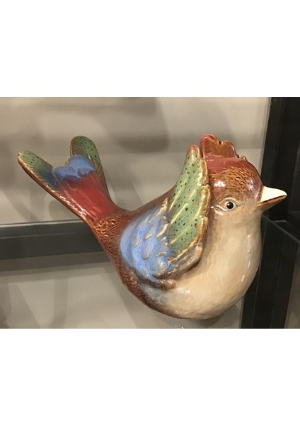 Kırmızı Kulaklarını Kapatan Kuş Biblo 25*15