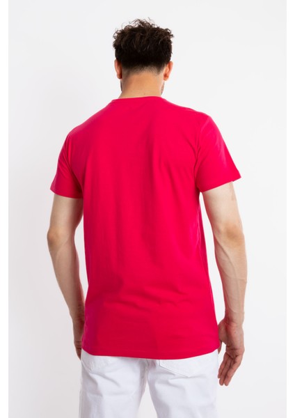 Erkek/unisex Baskılı O-Yaka T-Shirt Apiso - Macenta fırsatları