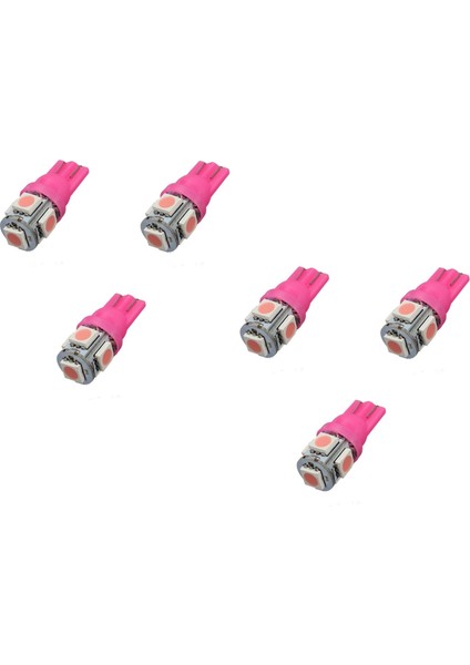 Pembe Işık Dipsiz Giriş T10 5 LED Araç Park Lambası Ampül T10 5050 5 Smd LED Adet Seçenekli