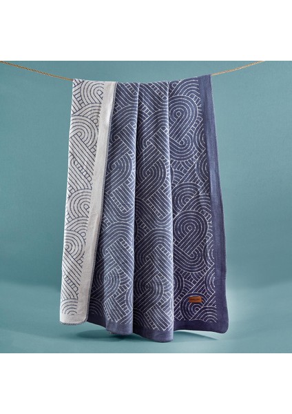Geo Indigo Pamuk-Akrilik-Polyester Çift Kişilik Battaniye