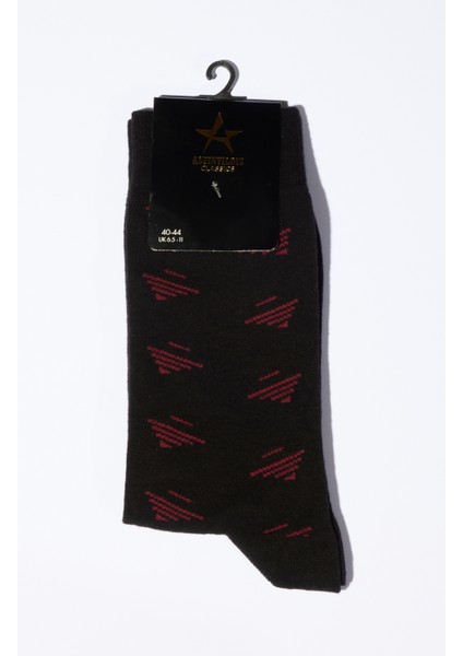 ALTINYILDIZ CLASSICS Erkek Siyah-Bordo Desenli Soket Çorap