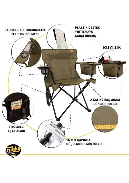 Chaırs Cool Ice Haki Lüks Kamp Sandalyesi XL