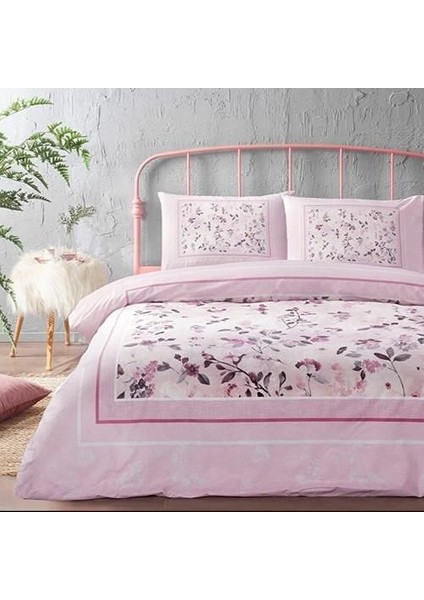Timestart Çift Kişilik Ranforce Nevresim Takımı Fleur Rose Pembe