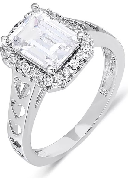 925 Ayar Gümüş Baget Taşlı Kadın Yüzüğü