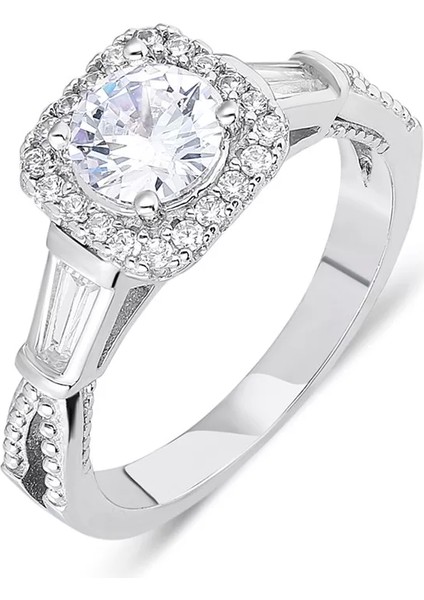 925 Ayar Gümüş Baget Taşlı Kadın Yüzüğü