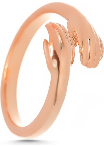 925 Ayar Gümüş Sarılan Eller Yüzük - Rose fiyatları