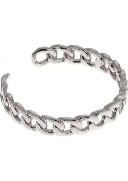 925 Ayar Gümüş Ayarlanabilir Halat Motifli Kadın Yüzük - Silver