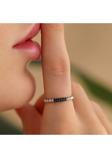 925 Ayar Zirkon Taş Ayarlanabilir Gümüş Yüzük Silver