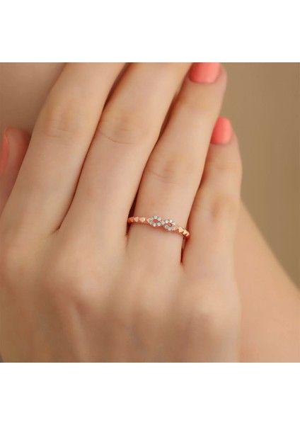 925 Ayar Zirkon Taş Sonsuzluk Işareti Ayarlanabilir Gümüş Yüzük Rose