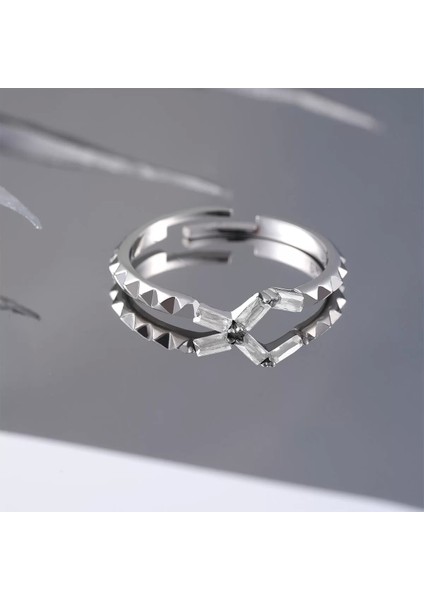 925 Ayar Zirkon Taş Ayarlanabilir Gümüş Yüzük Silver modelleri