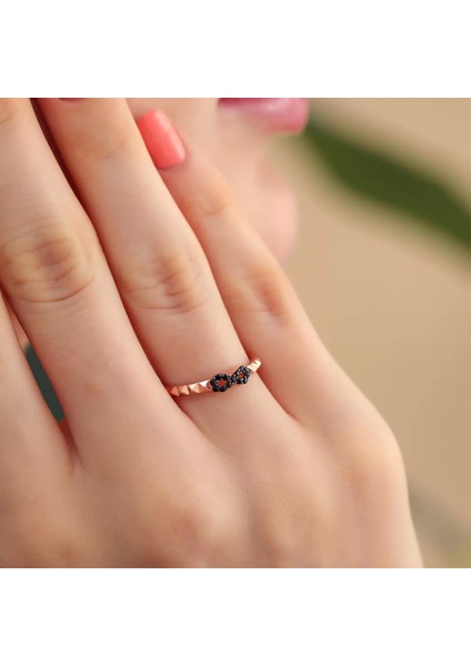 925 Ayar Zirkon Taş Sonsuzluk Işareti Ayarlanabilir Gümüş Yüzük Rose