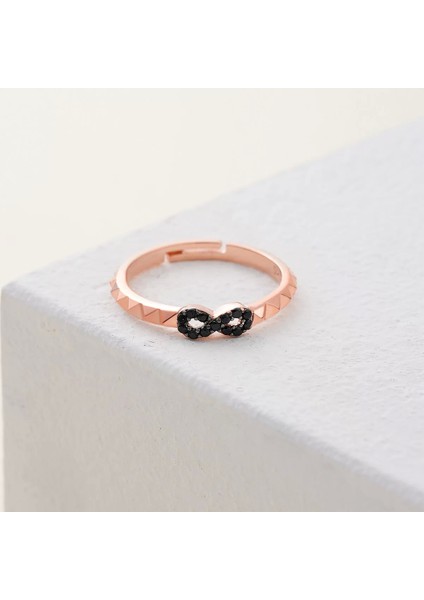 925 Ayar Zirkon Taş Sonsuzluk Işareti Ayarlanabilir Gümüş Yüzük Rose modelleri