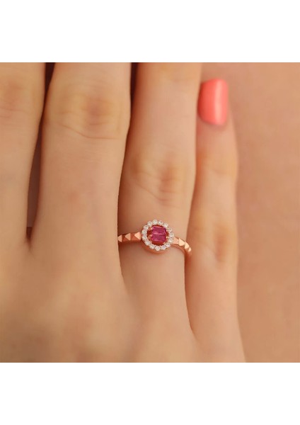 925 Ayar Zirkon Taş Ayarlanabilir Gümüş Yüzük Rose