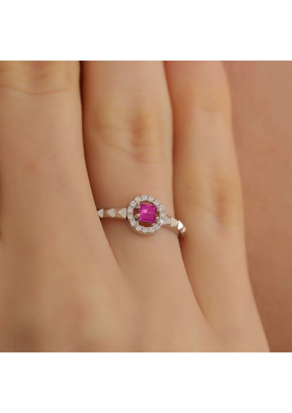 925 Ayar Zirkon Taş Süslemeli Ayarlanabilir Gümüş Yüzük Silver