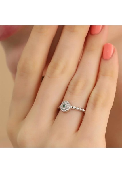 925 Ayar Ayarlanabilir Zirkon Taş Gümüş Yüzük Silver