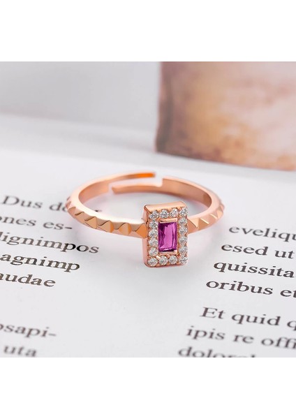 925 Ayar Gümüş Zirkon Taş Süslemeli Ayarlanabilir Yüzük Rose modelleri