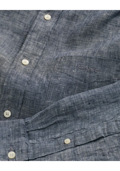 Erkek Mavi Regular Fit Keten Gömlek 3230085.410 fiyatları