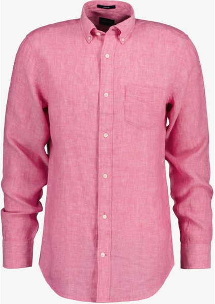 Erkek Pembe Regular Fit Keten Gömlek 3230085.606