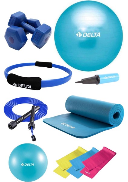 Pts 15 mm Minder 55 cm Pilates Topu Çemberi 2 kg Dambıl Seti