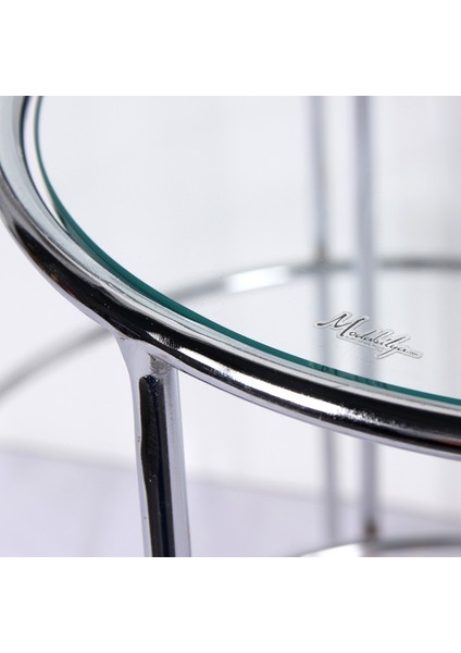 Arbentedarik Nesting 3lü Gümüş Metal Camlı Yan Sehpa Zigon Sehpa Orta Sehpa fırsatları