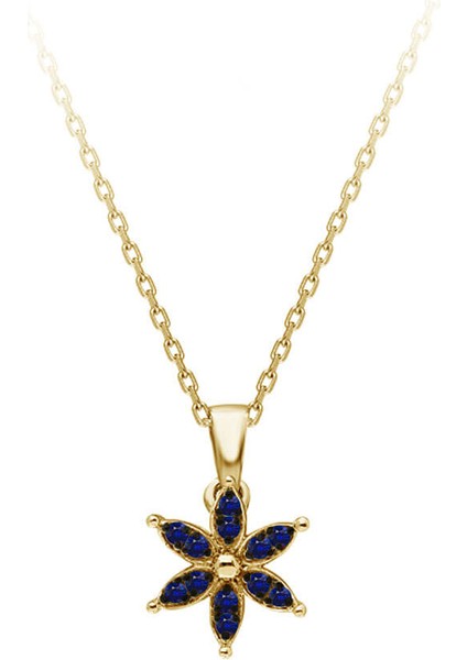 Safir Taşlı Çiğdem Çiçeği Kolye 0423P0058