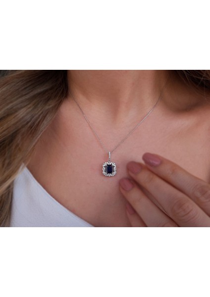 Pırlanta ve Oktagon Kesim Safir Kolye 0423P0057 fiyatları