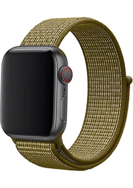 Apple Watch 44MM Kordonu Hasır Kordon Kayış Bileklik Krd-03 (30-Olive Flak)