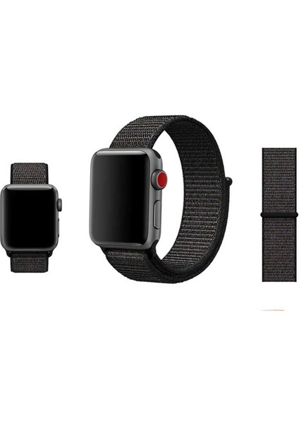 Apple Watch 38MM Kordonu Hasır Kordon Kayış Bileklik Krd-03 (50-True Berry)