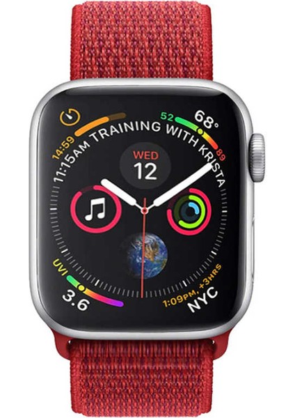 Apple Watch 38MM Kordonu Hasır Kordon Kayış Bileklik Krd-03 (50-True Berry)