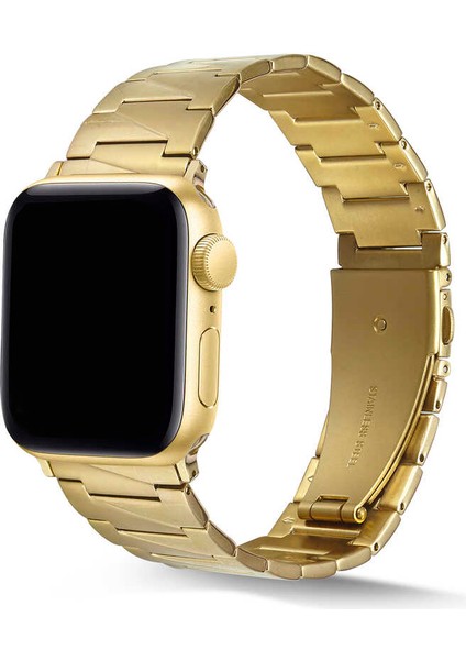 Apple Watch 40MM Metal Üçgen Parçalı Kordon Bileklik Klipsli Kayış Krd-48 (Gold)