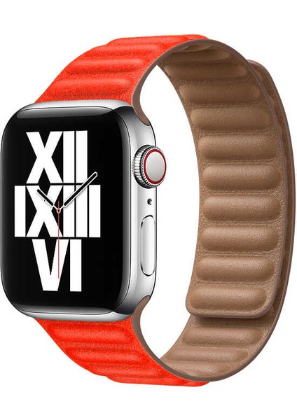 Apple Watch 40MM Kordon Sunu Deri Mıknatıslı Manyetik Ayarlanabilir Kayış Krd-34 (Lacivert)