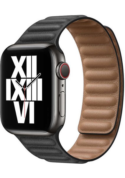 Apple Watch 40MM Kordon Sunu Deri Mıknatıslı Manyetik Ayarlanabilir Kayış Krd-34 (Lacivert)