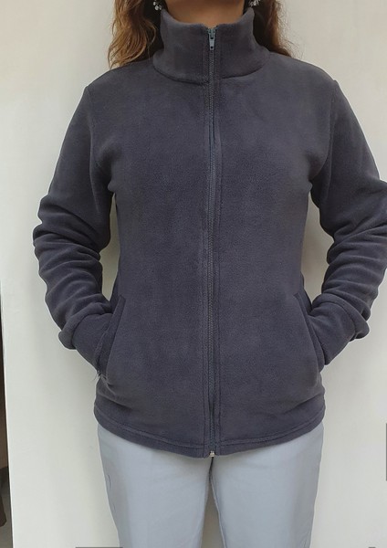 Kadın Kışlık Slim Fit Kalıp Cepli Polar Softshell Mont-Ceket