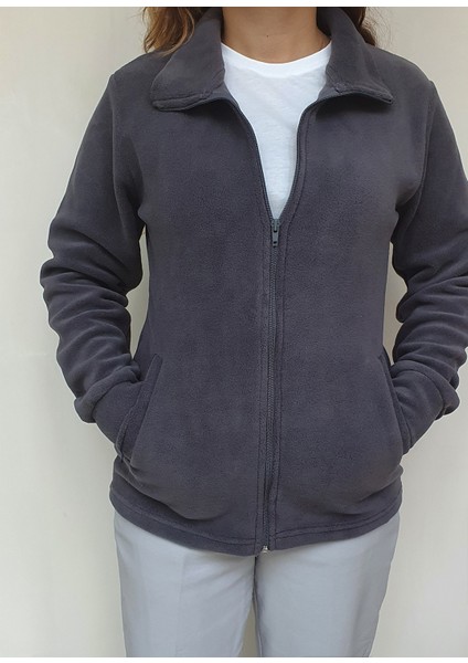 Kadın Kışlık Slim Fit Kalıp Cepli Polar Softshell Mont-Ceket