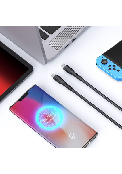 Armor Wİ-C005 Kırılmayı Önleyici 100W Hızlı Şarj Özellikli Type-C To Type-C Pd Kablo 1m Siyah