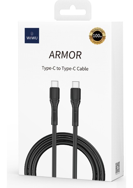 Armor Wİ-C005 Kırılmayı Önleyici 100W Hızlı Şarj Özellikli Type-C To Type-C Pd Kablo 1m Siyah