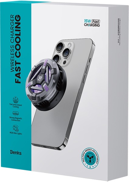 Telefon Soğutucu Fan Wireless Şarj Özellikli Benks W10 15W