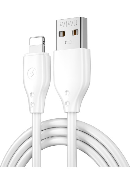 iPhone USB Kablo Wiwu Pioneer Wİ-C001 Ultra Esnek Lightning USB Kablo 1m 2.4A Beyaz