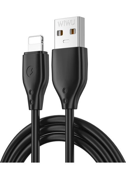 iPhone USB Kablo Wiwu Pioneer Wİ-C001 Ultra Esnek Lightning USB Kablo 1m 2.4A Siyah