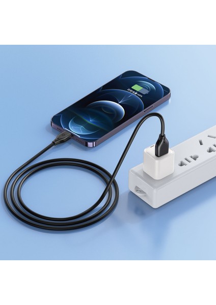 iPhone USB Kablo Wiwu Pioneer Wİ-C001 Ultra Esnek Lightning USB Kablo 1m 2.4A Siyah