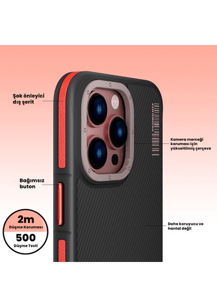 iPhone 14 Pro Uyumlu Kılıf Magsafe Şarj Özellikli Youngkit 600D Kevlar Kapak