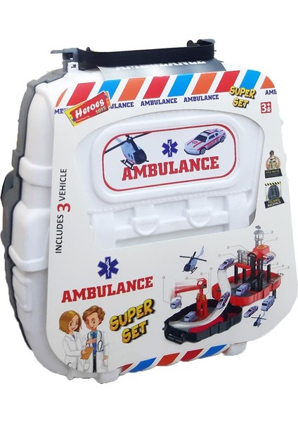 Ern Heroes Toys Çantalı Ambulans Seti Arabalı